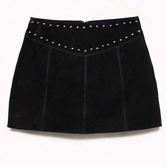Forever 21 Genuine Leather Black Studded Skirt S - Picture 2 of 6